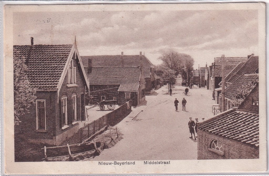 Nieuw Beijerland Middelstraat, Ophalen of Verzenden, 1920 tot 1940, Gelopen, Zuid-Holland