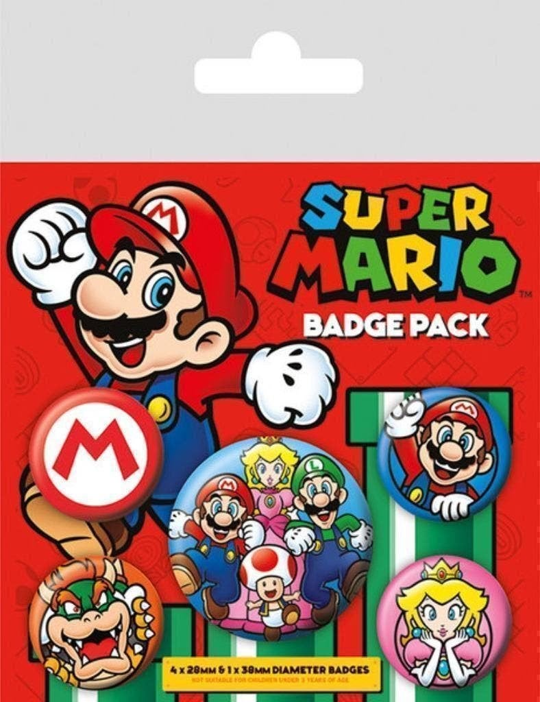 Super Mario Buttons / Badges - 5 stuks, Versiering, Verjaardag, Nieuw, Ophalen of Verzenden