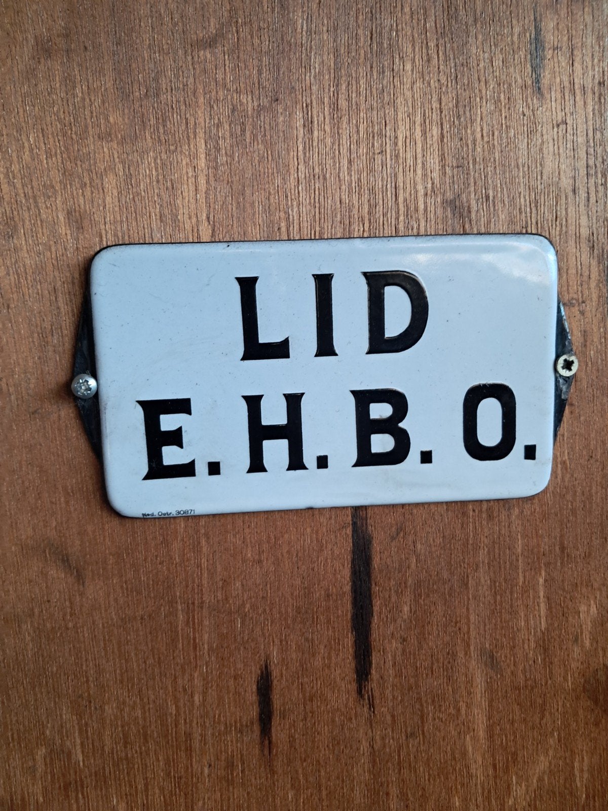 Vintage Emaille Bordje 'LID E.H.B.O.', Ophalen of Verzenden