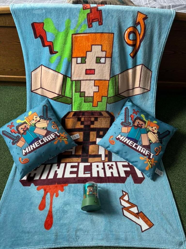 Minecraft Deken, Kussens & Lamp Set, Ophalen of Verzenden, Zo goed als nieuw, Jongen of Meisje