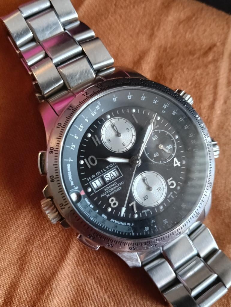 Hamilton X wind automatic chronometer, Sieraden, Tassen en Uiterlijk, Horloges | Heren, Ophalen of Verzenden, Leer, Overige merken