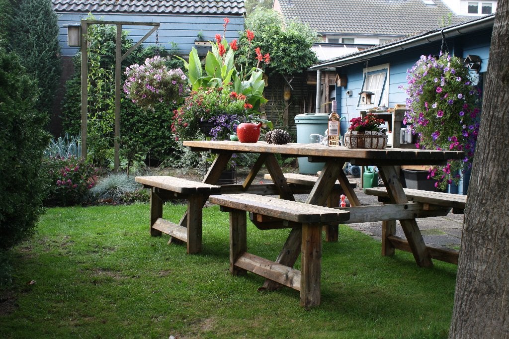 Picknicktafel / Tuintafel / Bankenset / Outdoor, Tuin en Terras, Ophalen, Gebruikt, Rechthoekig, Hout