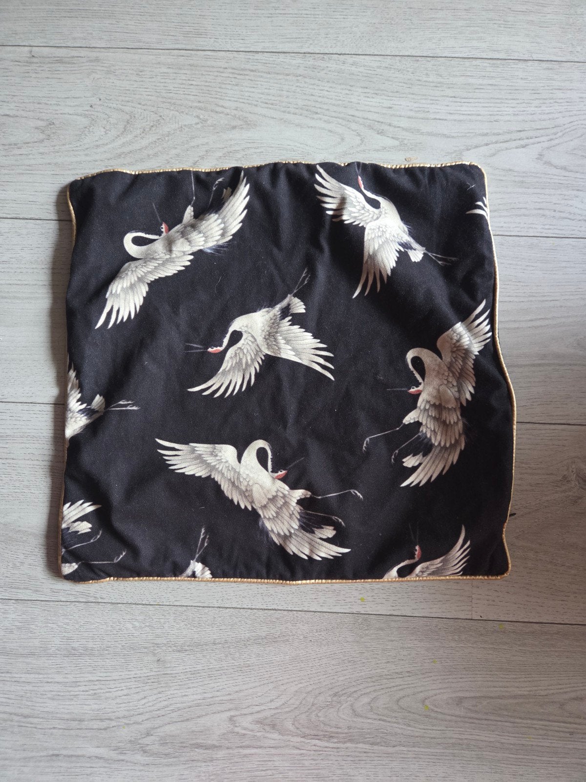 Kussensloop met kraanvogelprint, Ophalen, Zo goed als nieuw, Zwart, Vierkant