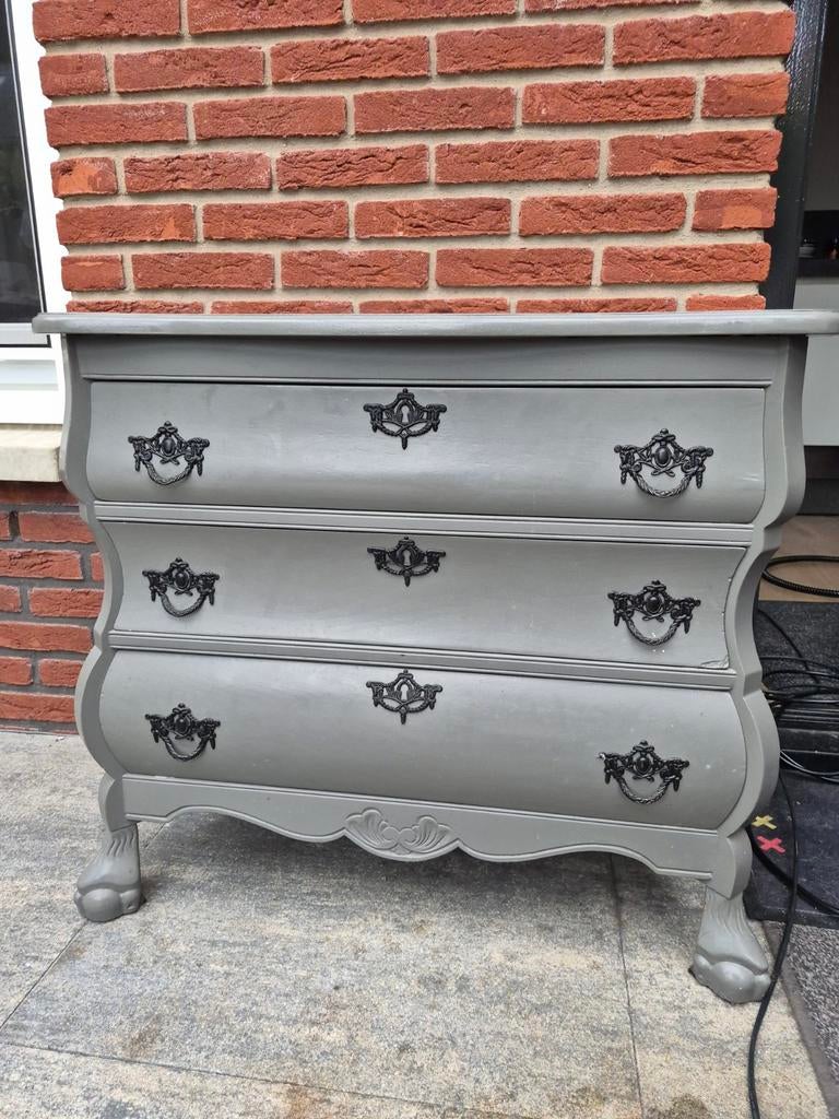 Antieke buikkast / ladenkast met 3 laden - Grijs, Ophalen