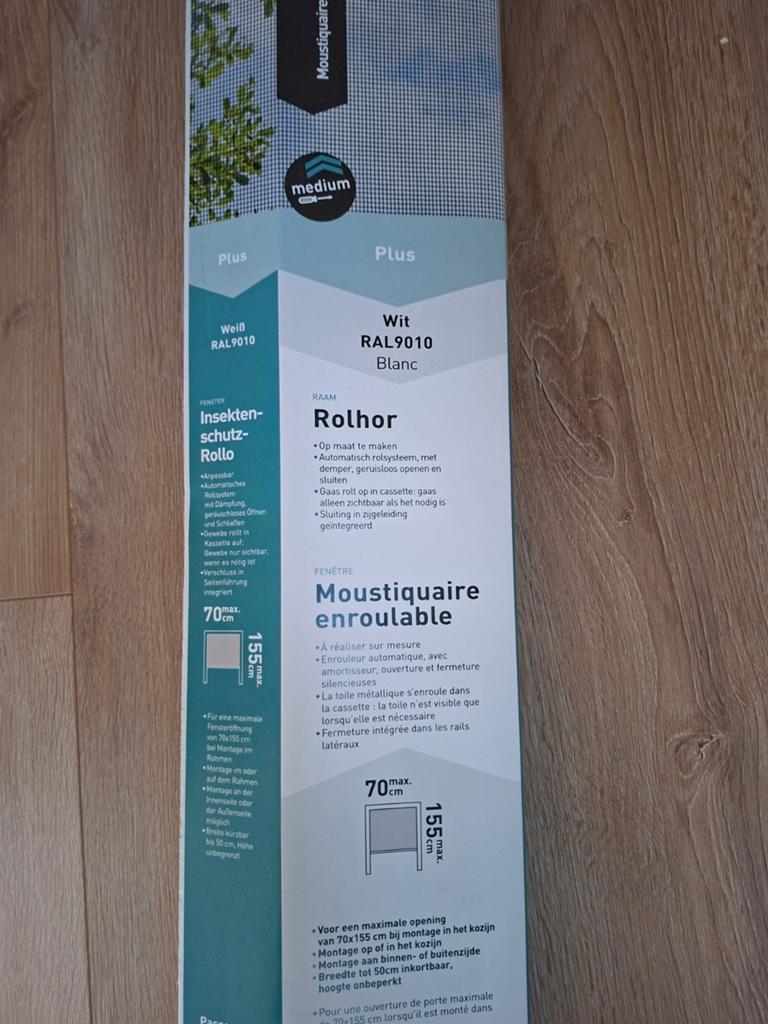Nieuw Rolhor Raam Hor Wit RAL9010 70x155cm, Ophalen of Verzenden, Nieuw, Overige typen, Minder dan 200 cm