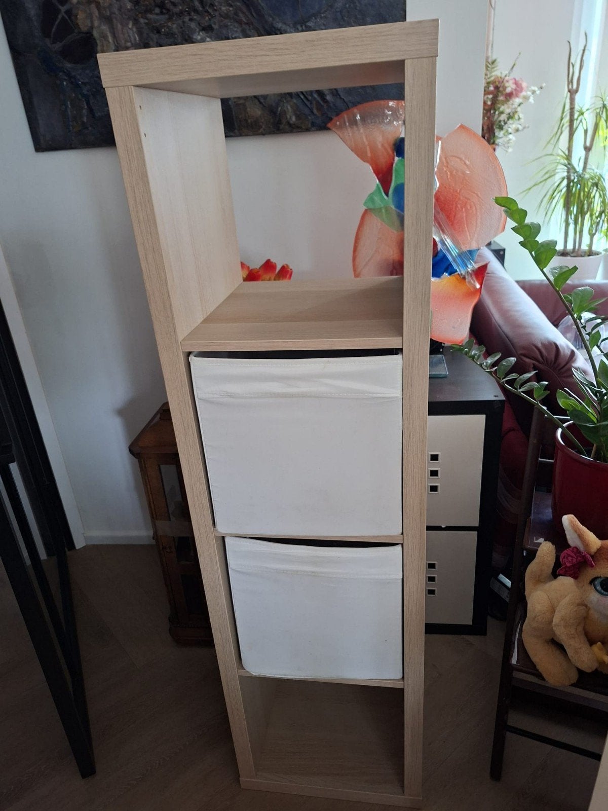 IKEA Kallax 4x1 Kast Beukenhout kleur, Huis en Inrichting, Ophalen, Met plank(en), Minder dan 50 cm, Gebruikt