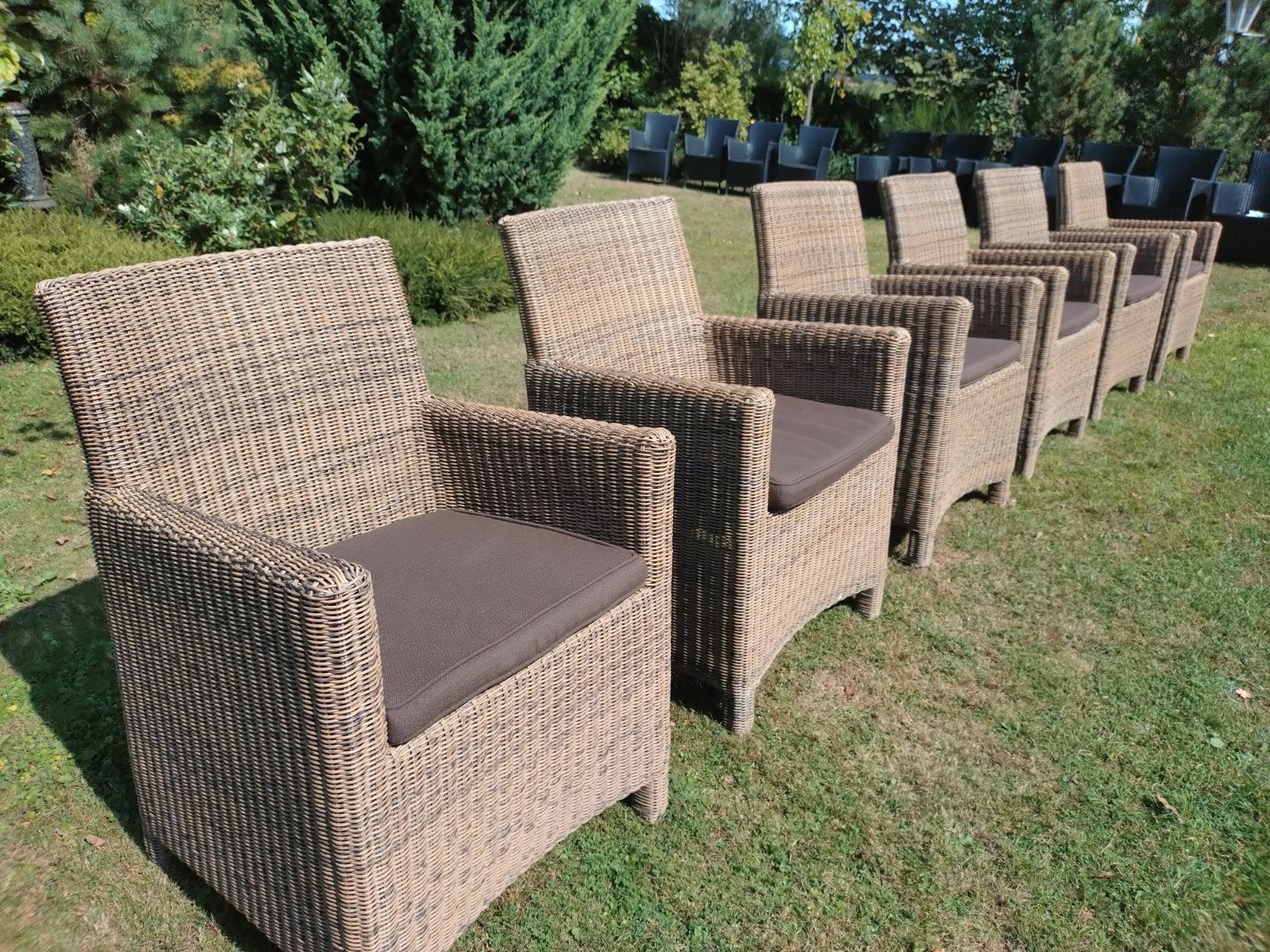 Mooie set van 6 x 4 Seasons wicker tuinstoelen, Ophalen, Gebruikt, Wicker