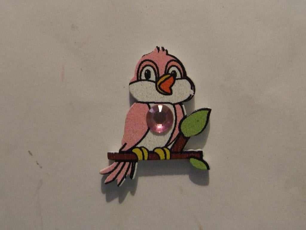 houten broche  gekleurd disney vogeltje keuze uit 7 kleuren, Verzenden, Nieuw, Overige kleuren, Overige materialen