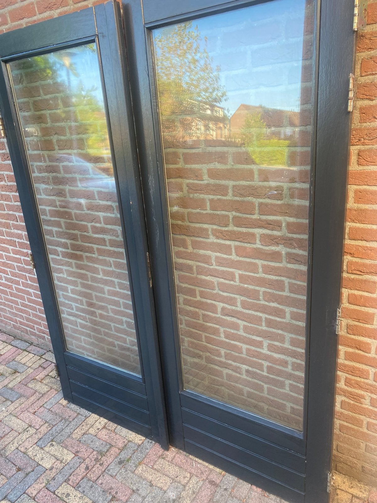 Tuindeuren van hardhout merbau en dubbelglas, 120 cm of meer, Ophalen of Verzenden, 200 tot 215 cm, Glas