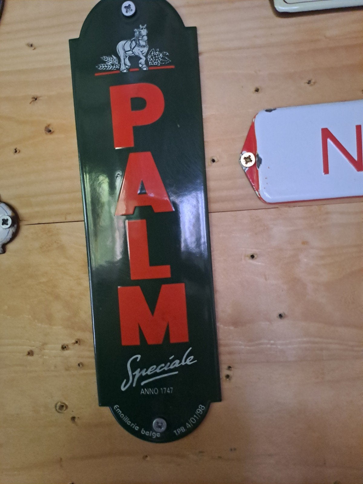 Mooi emaille  deurpostje Palm bier, Verzamelen, Merken en Reclamevoorwerpen, Ophalen of Verzenden, Zo goed als nieuw, Reclamebord
