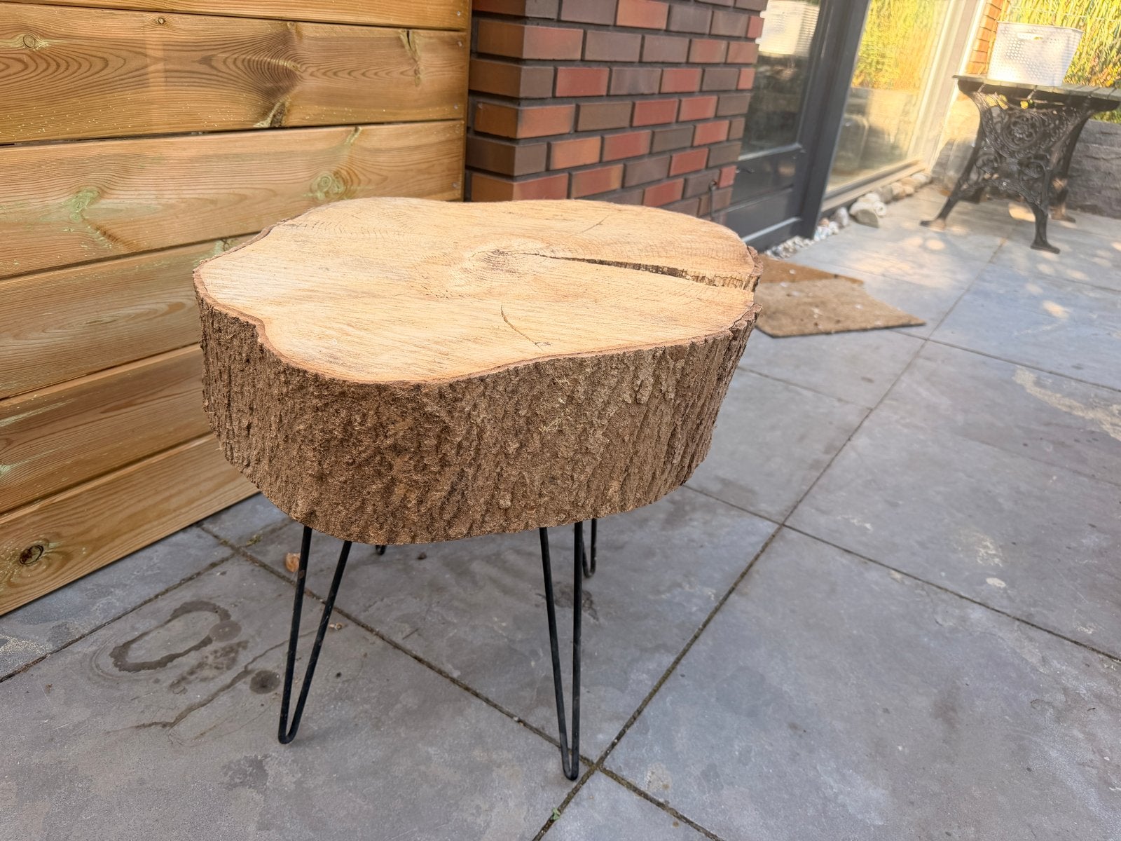 Boomstam bijzettafel 60x50x15cm, hoogte 51cm, Huis en Inrichting, Tafels | Bijzettafels, Gebruikt, 55 tot 75 cm, Overige vormen