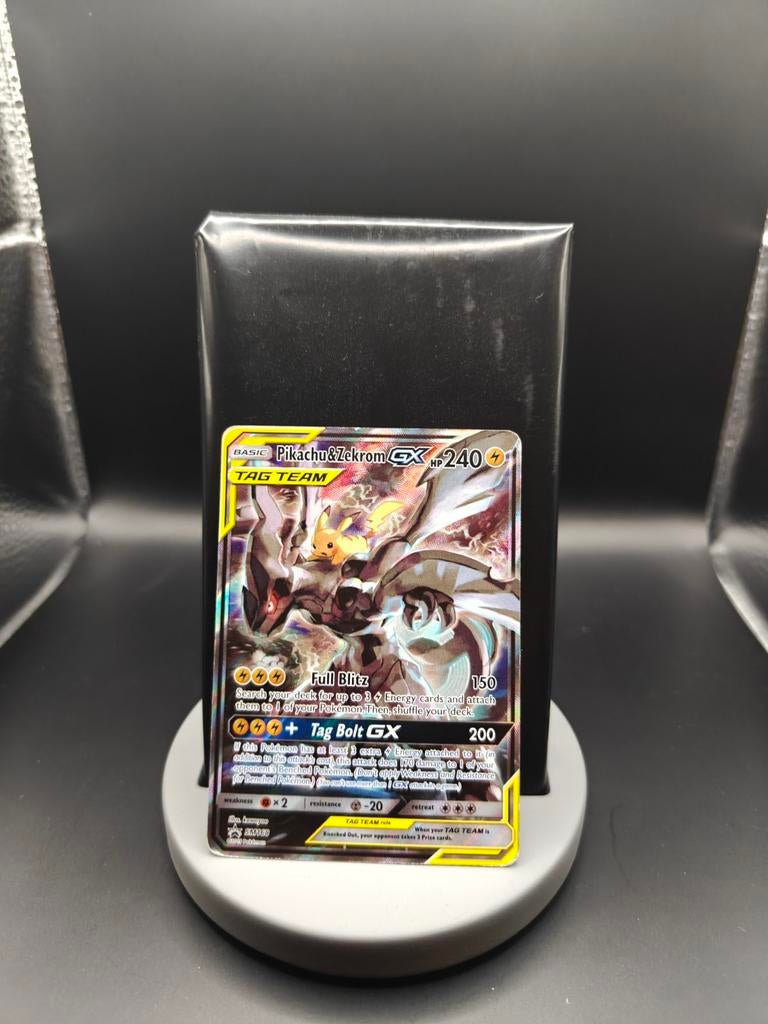 Pikachu & Zekrom GX SM168 Black Star Promo - Pokemon Kaart, Ophalen of Verzenden, Zo goed als nieuw, Losse kaart, Foil
