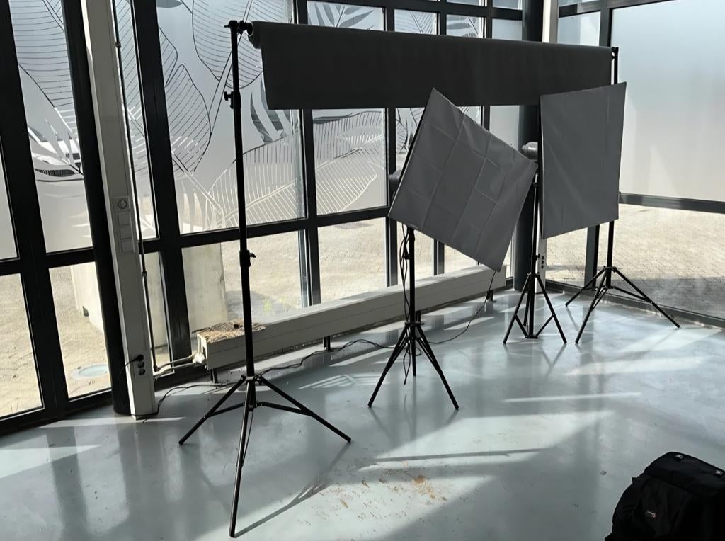 Studio Set: Bresser BR60S, Softboxen & Achtergrond, Ophalen, Zo goed als nieuw, Complete fotostudio