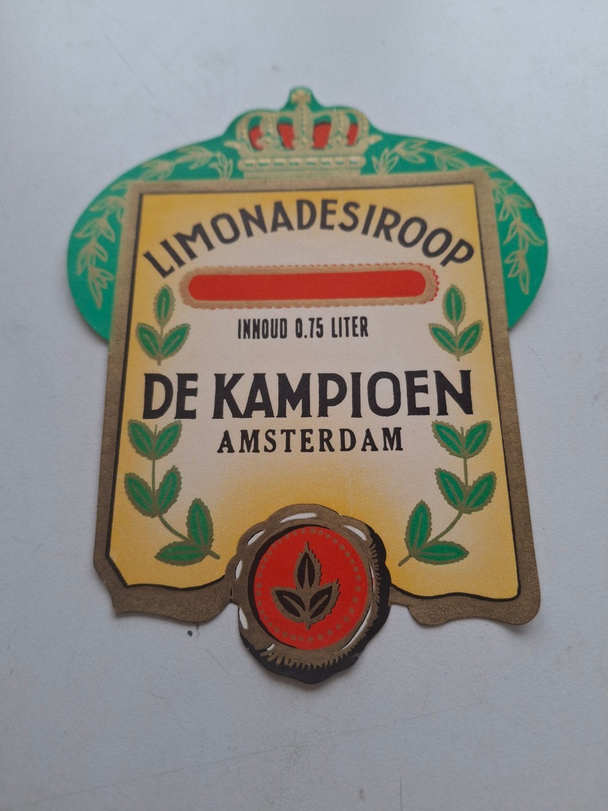 etiket Limonade siroop De Kampioen Amsterdam, Verzamelen, Ophalen of Verzenden, Zo goed als nieuw, Overige typen