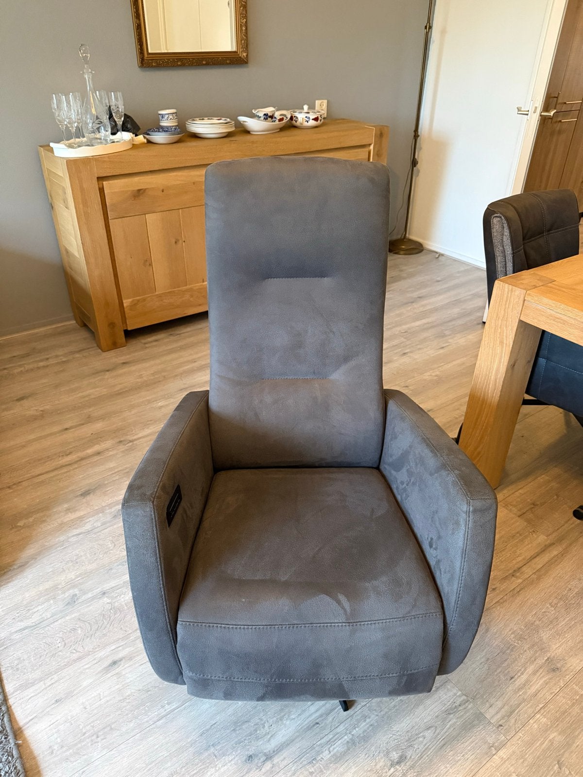 Elektrische Relaxfauteuil met Accu - Grijs, Ophalen, Zo goed als nieuw, Stof