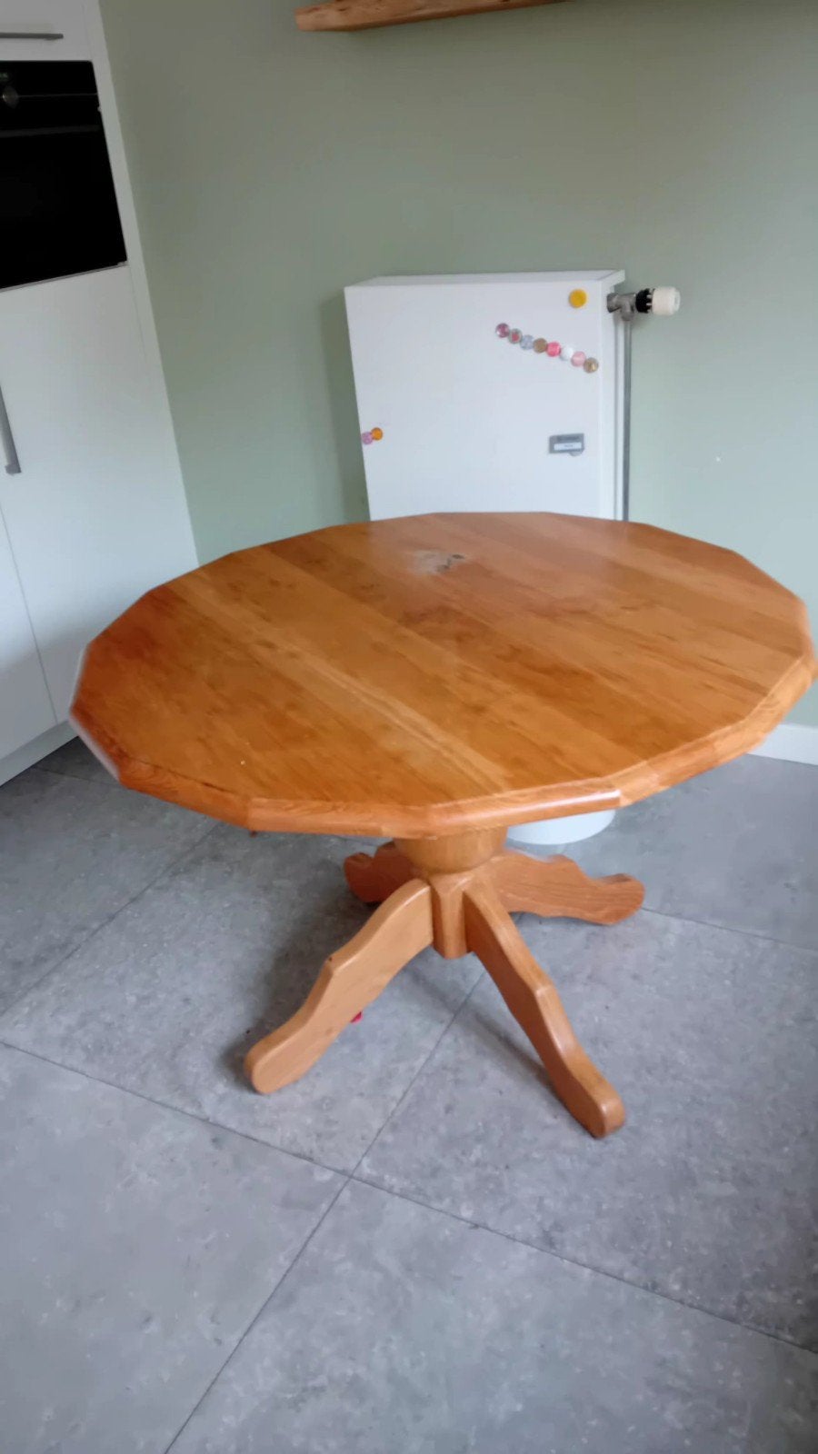 Massief eiken tafel - Rond/Ovaal, Ophalen, Gebruikt, 100 tot 150 cm, 200 cm of meer
