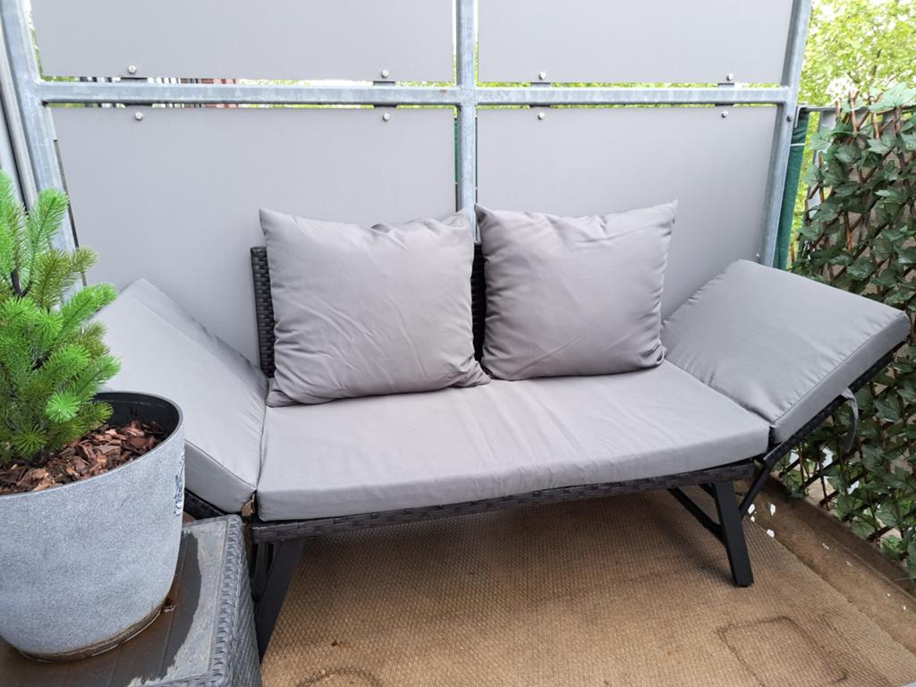 Comfortabele tuinbank met verstelbare zijkanten, Tuin en Terras, Ophalen, Zo goed als nieuw, Wicker
