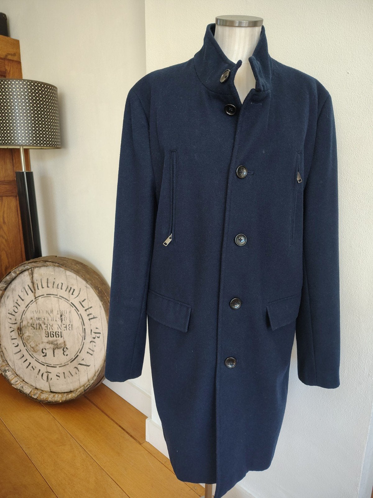 WE Fashion Wollen Jas Maat XL Donkerblauw Afmeting tekst, Blauw, Maat 56/58 (XL), Ophalen of Verzenden, Zo goed als nieuw