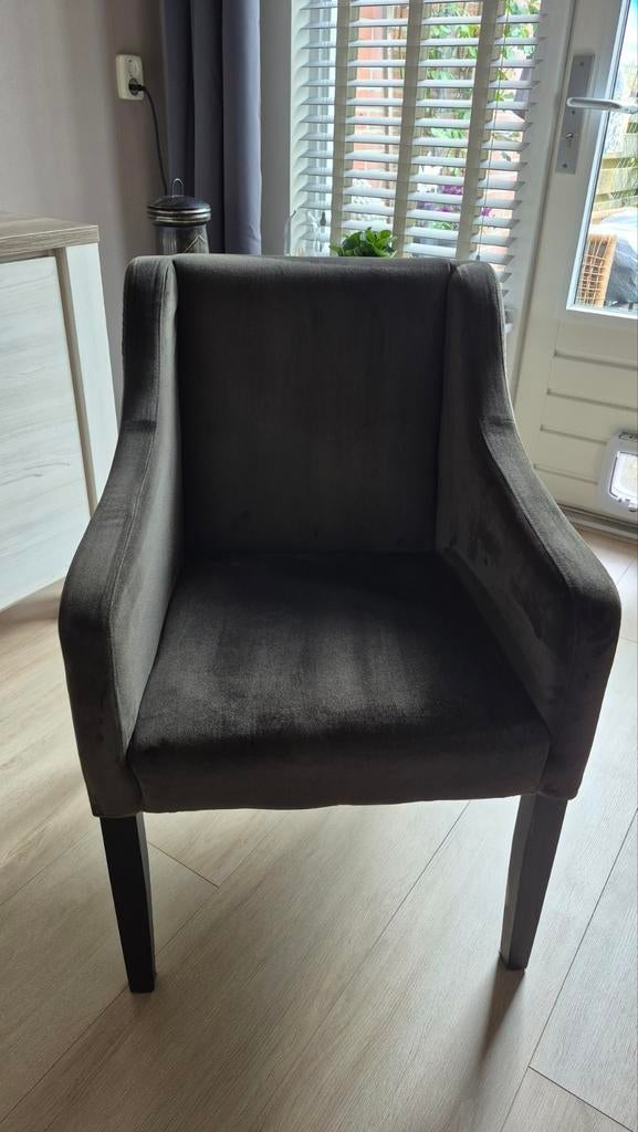 4 donkergroene Woood stoelen, Ophalen of Verzenden, Zo goed als nieuw, Grijs