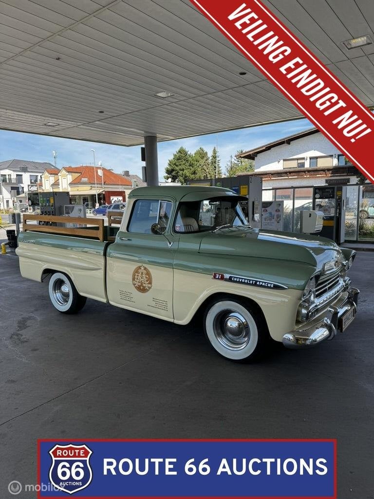Chevrolet Apache Fleetside | 1959 | Route 66 Auctions, Auto's, Oldtimers, Overige carrosserieën, Chevrolet, Zwart, Bedrijf