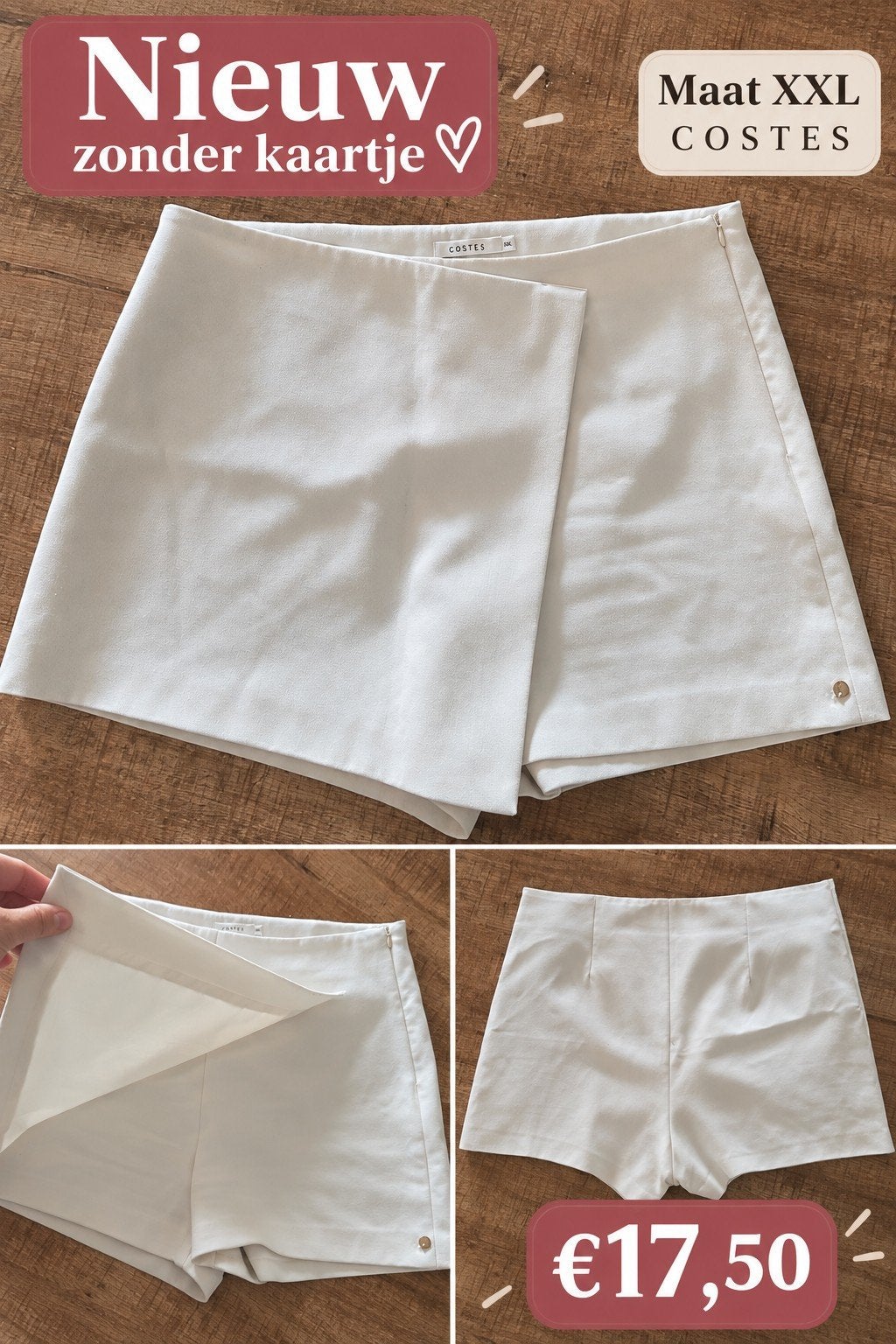 Nieuw wit Costes skort/short rok broekrok maat XXL, Kleding | Dames, Ophalen of Verzenden