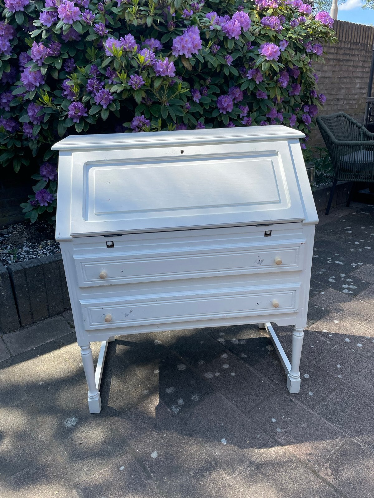 Antiek wit secretaire bureau met lades, Antiek en Kunst, Ophalen of Verzenden