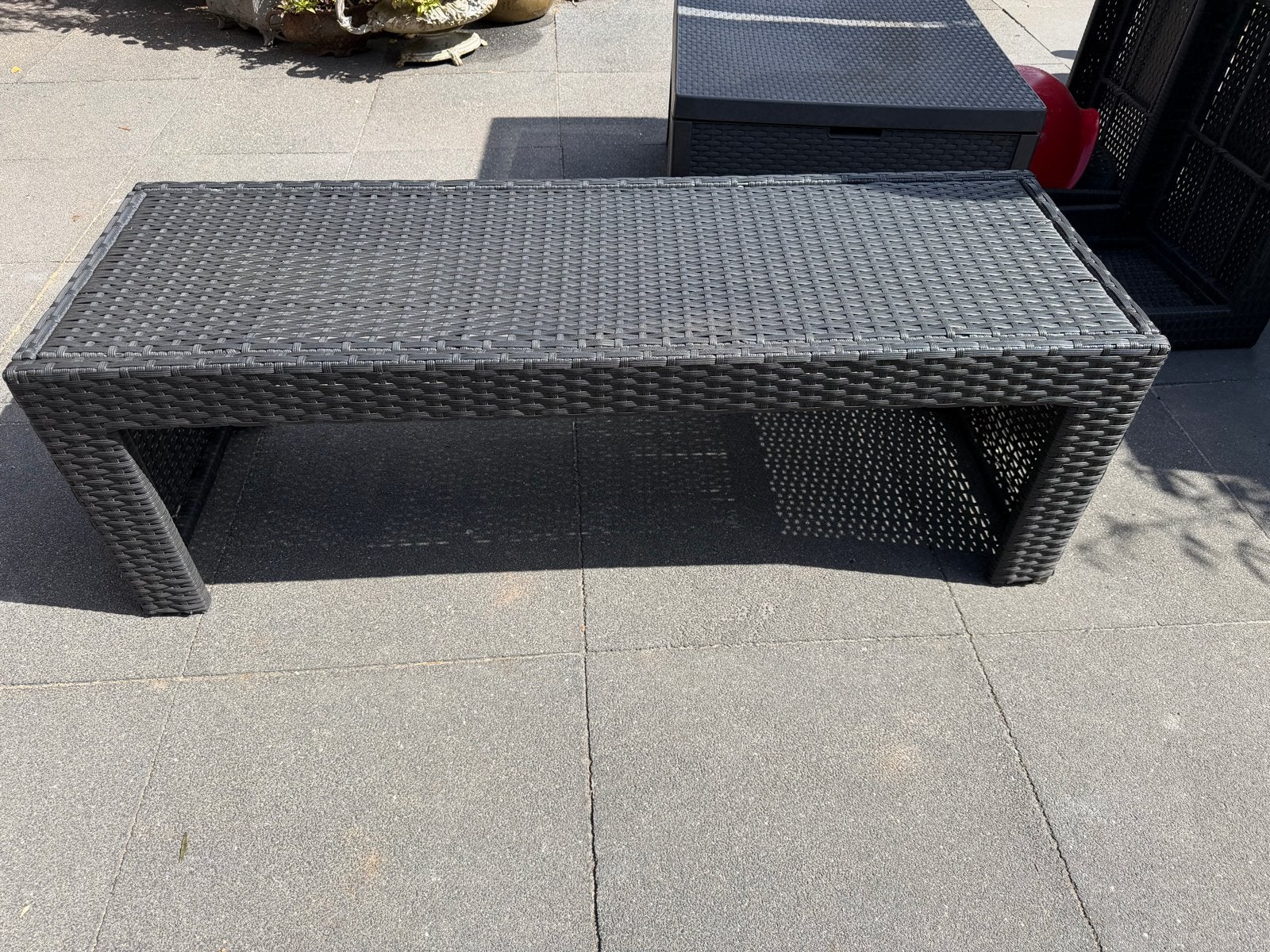 Wicker bankjes en opbergkist, Ophalen, Gebruikt, Wicker