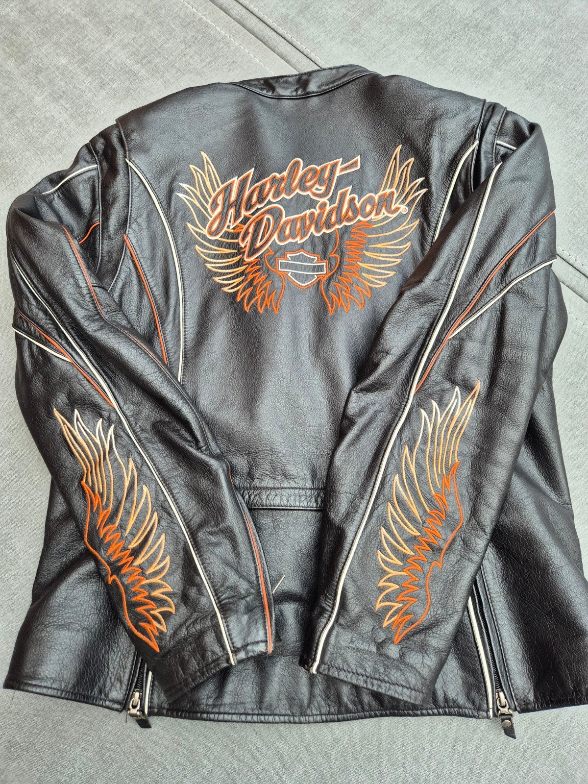 Supergave Leren Harley Davidson Dames jas mt W2=44/46, Motoren, Ophalen, Jas | leer, Harley Davidson. Origineel., Dames