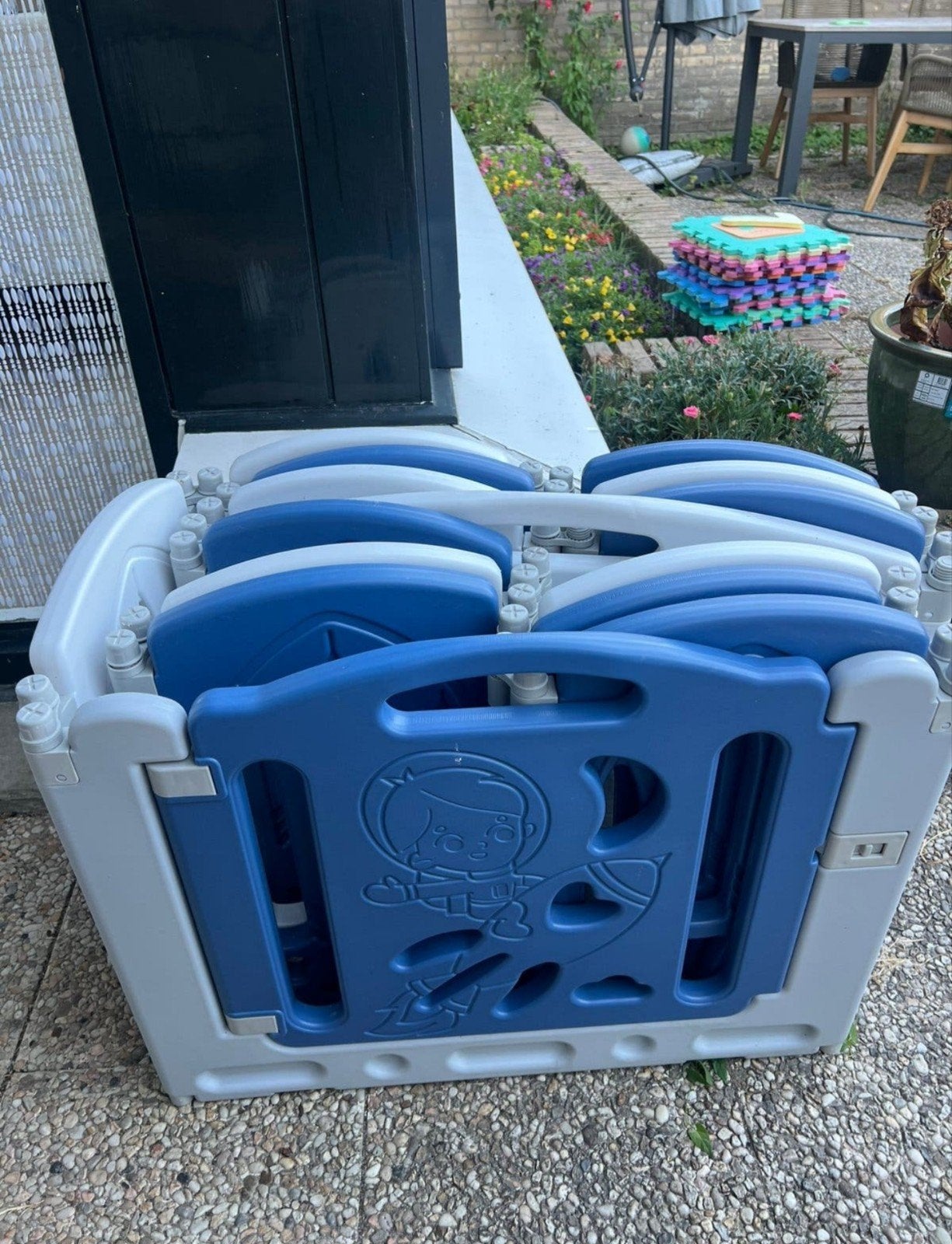 Blauwe en witte boxpanelen voor baby of peuter, Ophalen, Gebruikt, Overige vormen
