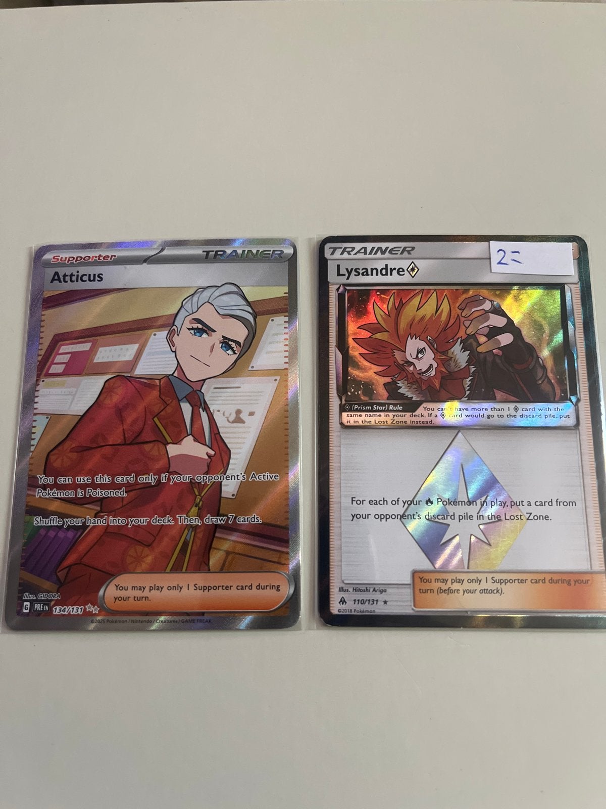 Pokémon Prismatic Trainer : Atticus en Lysandre, Ophalen of Verzenden, Gebruikt, Losse kaart