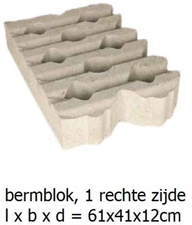 Bermblok 41x61x12cm beton vlak van boven, rondom hol&dol., Waalbandijk 155   6651 KD  Druten, Verzenden, Excluton BV, Overige typen