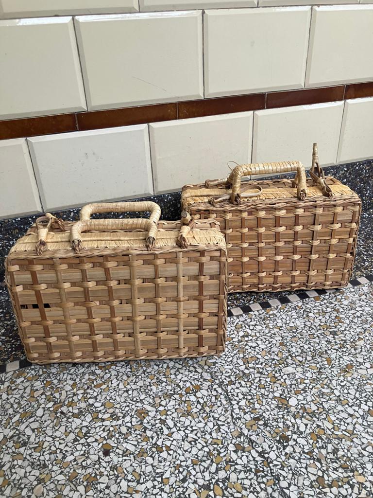 Vintage Rotan Koffertjes - Set van 2, Ophalen of Verzenden, Gebruikt