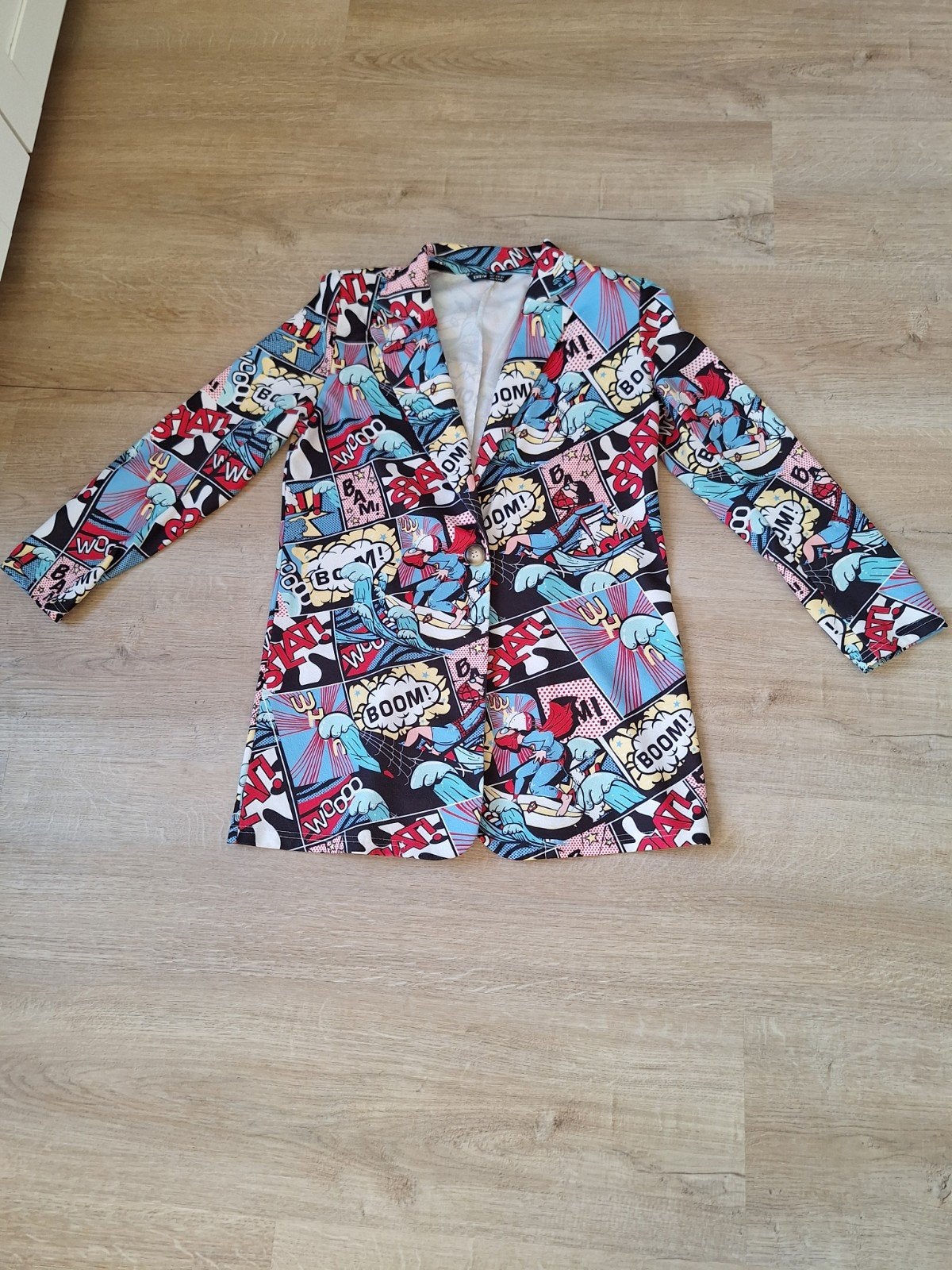 Shein Comic Print Blazer - Maat M, Kleding | Dames, Maat 38/40 (M), Overige kleuren, Ophalen of Verzenden, Zo goed als nieuw