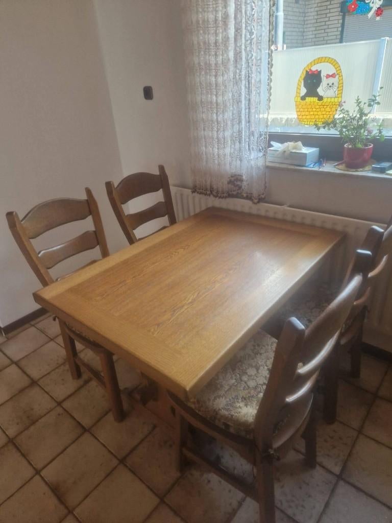 Eiken eethoek, GRATIS, Ophalen, Gebruikt, Klassiek, 4 tot 6 stoelen
