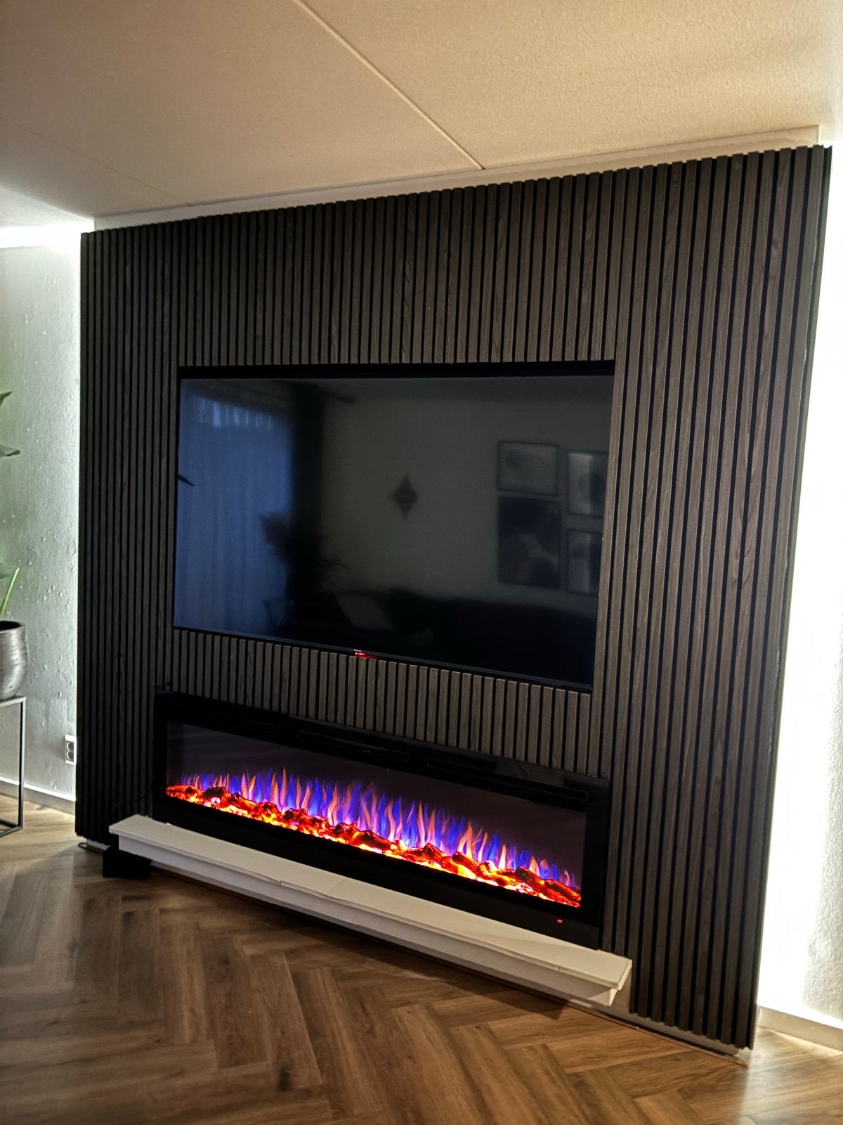 Luxe Cinema wall met elektrische sfeerhaard, Huis en Inrichting, Ophalen, Gebruikt, 200 cm of meer, 200 cm of meer