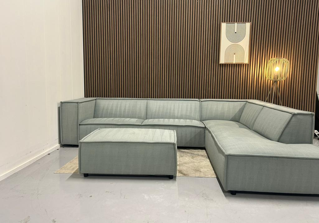 By Sidde - Hoekbank - Chinios Green - Hocker - Nette Staat, Ophalen of Verzenden, Zo goed als nieuw, 150 cm of meer, Vierpersoons of meer