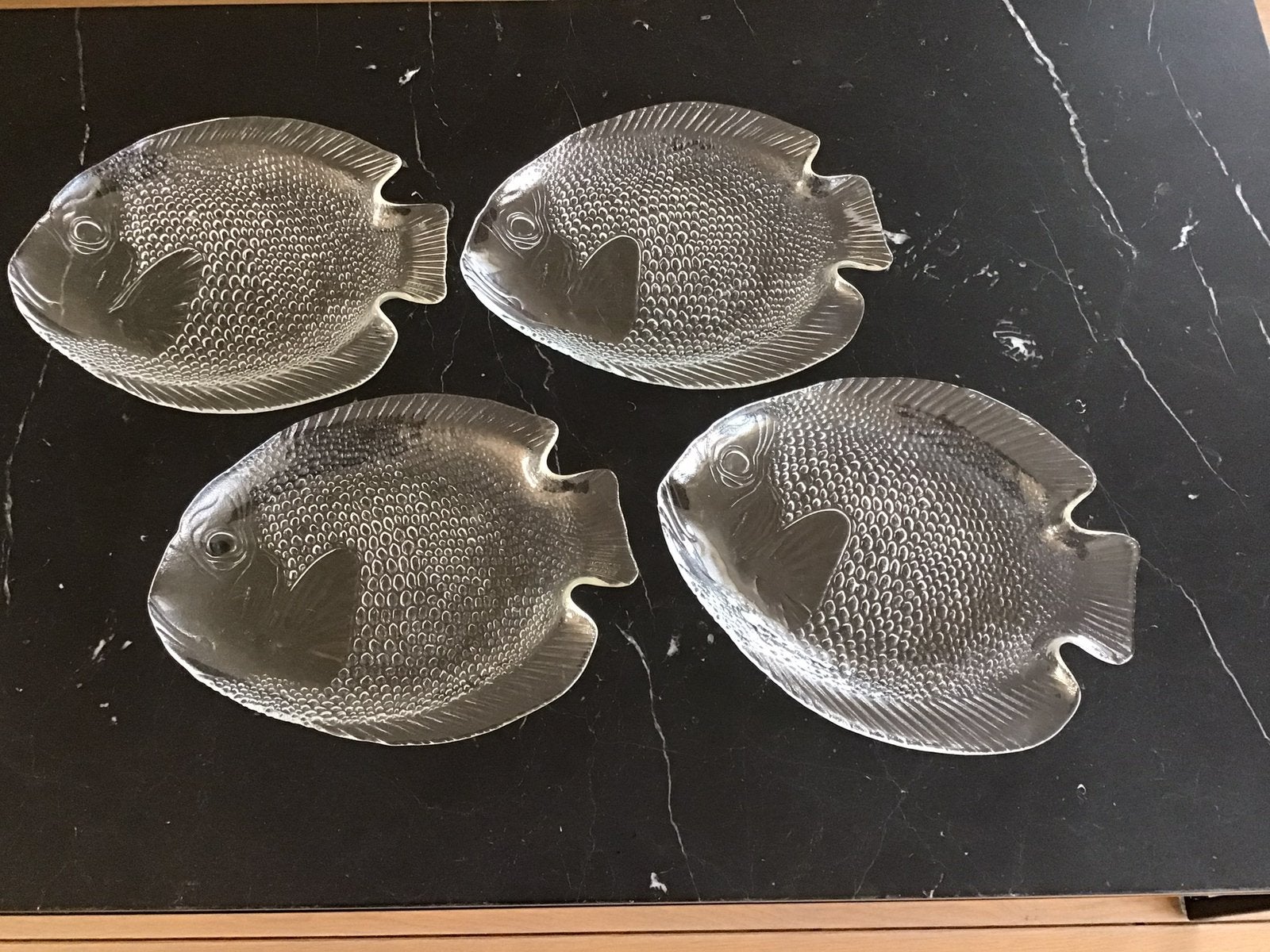 Vintage glazen Arcoroc visschalen  bord serveerschaal 4x, Huis en Inrichting, Keuken | Servies, Glas of Glazen, Ophalen of Verzenden