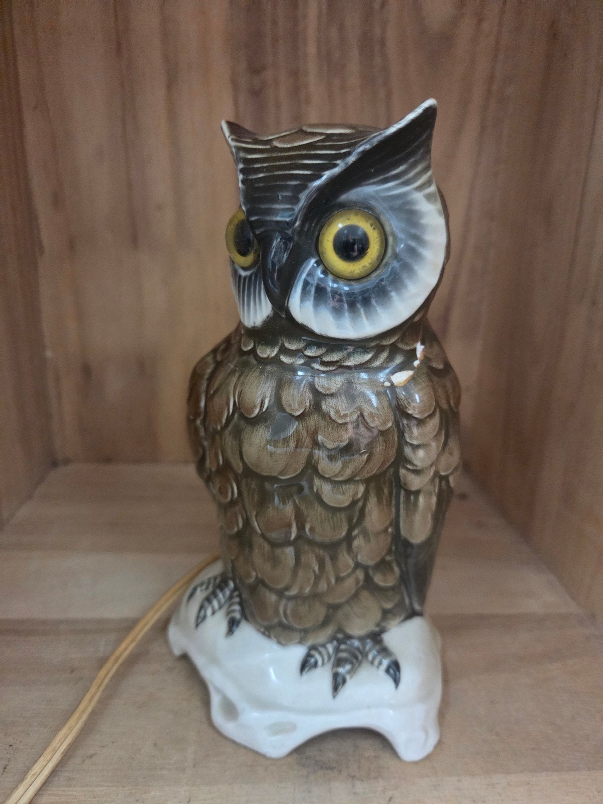 Vintage Uil Lamp - Keramiek Nachtlampje, Antiek en Kunst, Ophalen of Verzenden