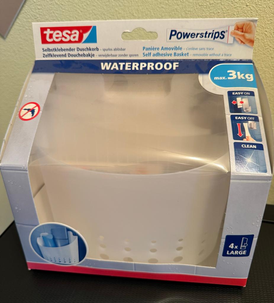 Zelfklevend douchebakje Tesa powerstrips, Ophalen of Verzenden, Nieuw, Wit