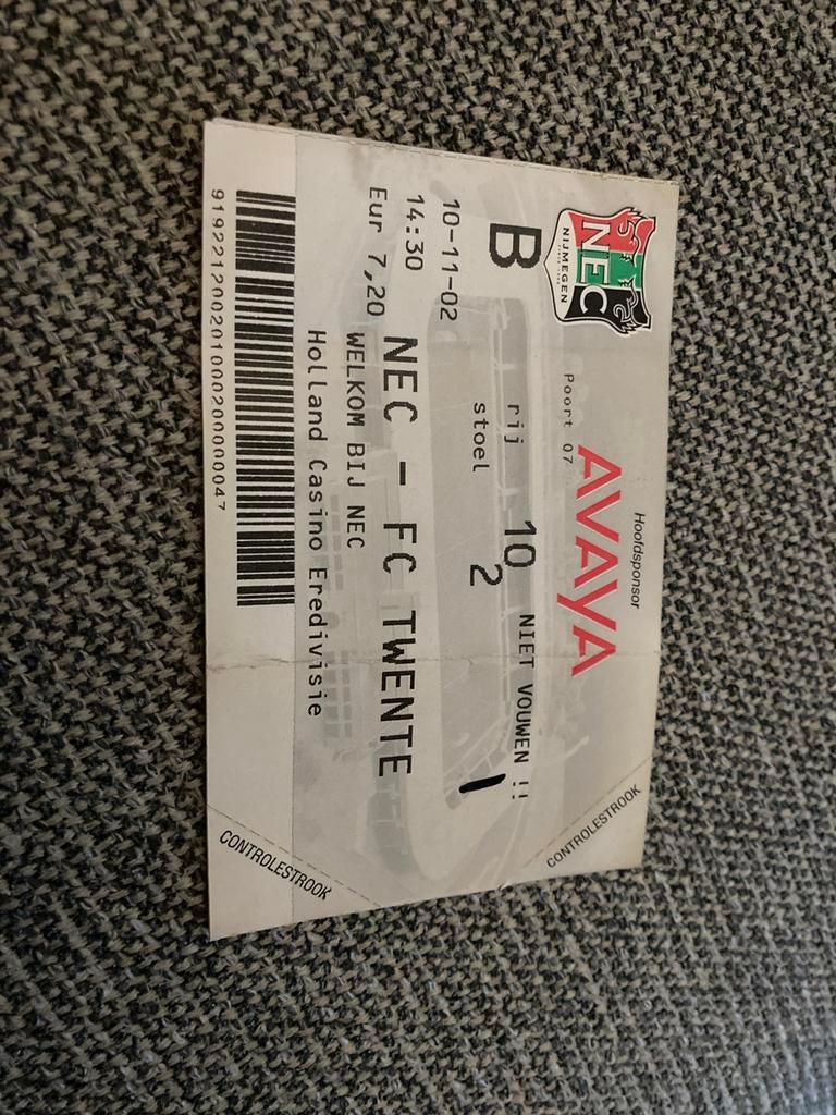 TICKET NEC-TWENTE 02-03, Verzamelen, Ophalen of Verzenden, Zo goed als nieuw, F.C. Twente, Overige typen