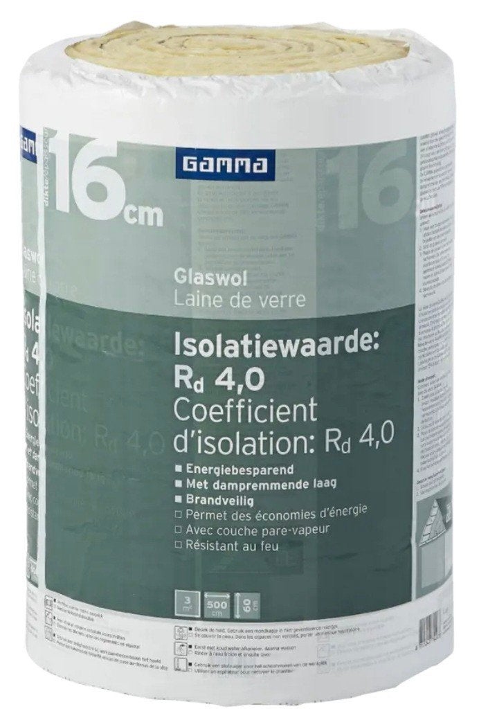 GAMMA Glaswol isolatie 16 cm dik, Rd 4,0, Doe-het-zelf en Verbouw, Isolatie en Afdichting, Ophalen, Dakisolatie, 12 cm of meer