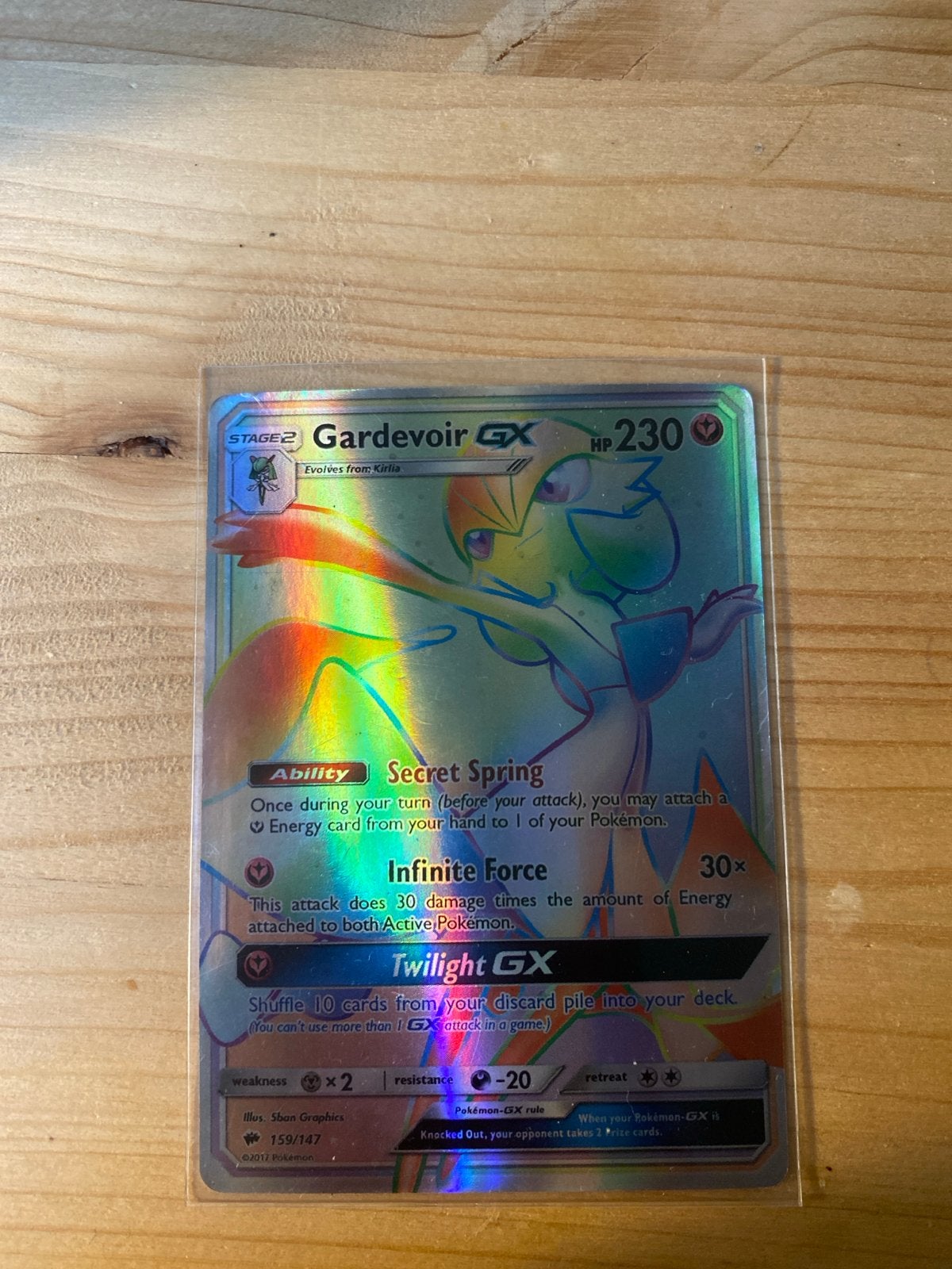 Shiny Gardevoir GX Pokémon Kaart - Zeer Zeldzaam + Hoesje, Ophalen of Verzenden, Zo goed als nieuw, Losse kaart, Foil