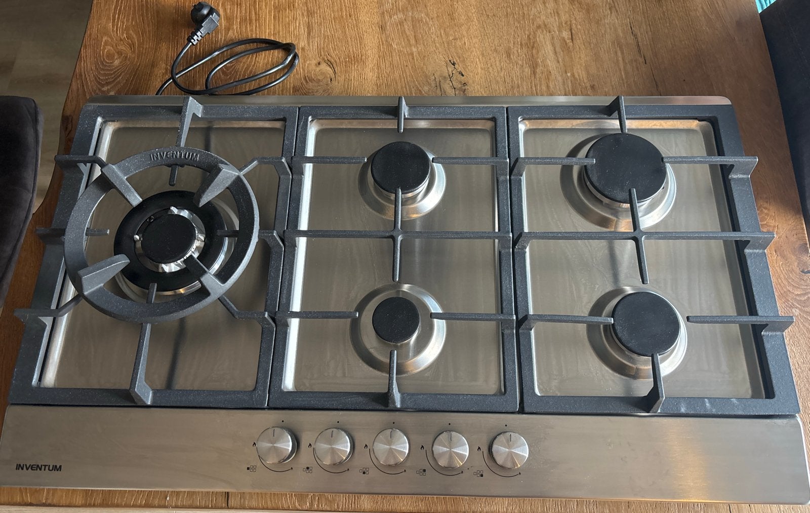 Inventum gaskookplaat met 5 branders - RVS, Ophalen, Minder dan 85 cm, 60 cm of meer, Nieuw