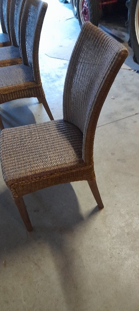 4 loyd loom eetkamerstoelen voor slechts 40 euro, Huis en Inrichting, Ophalen, Bruin, Riet of Rotan, Vier