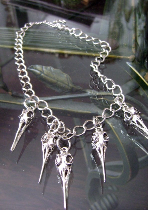 kraai doodshoofd schedel vogel ketting heks occult goth apoc, Overige materialen, Verstelbaar, Verzenden, Nieuw