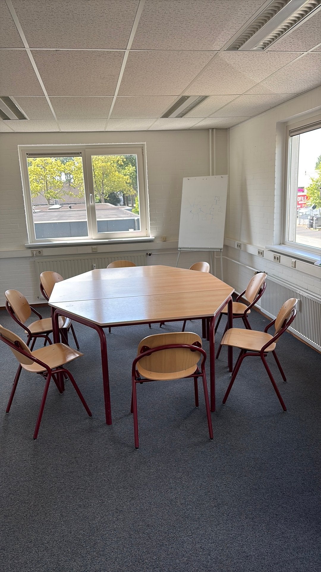 8 kantige tafel met 8 stoelen, Huis en Inrichting, Tafels | Eettafels, Ophalen, 200 cm of meer, 50 tot 100 cm, Zo goed als nieuw