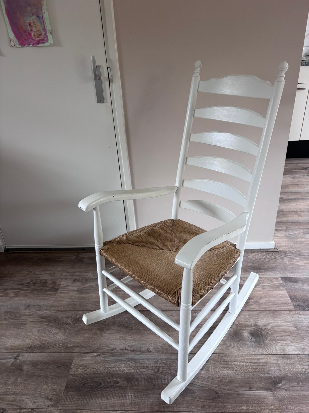Witte schommelstoel, Ophalen, Kunststof, Gebruikt, Wit