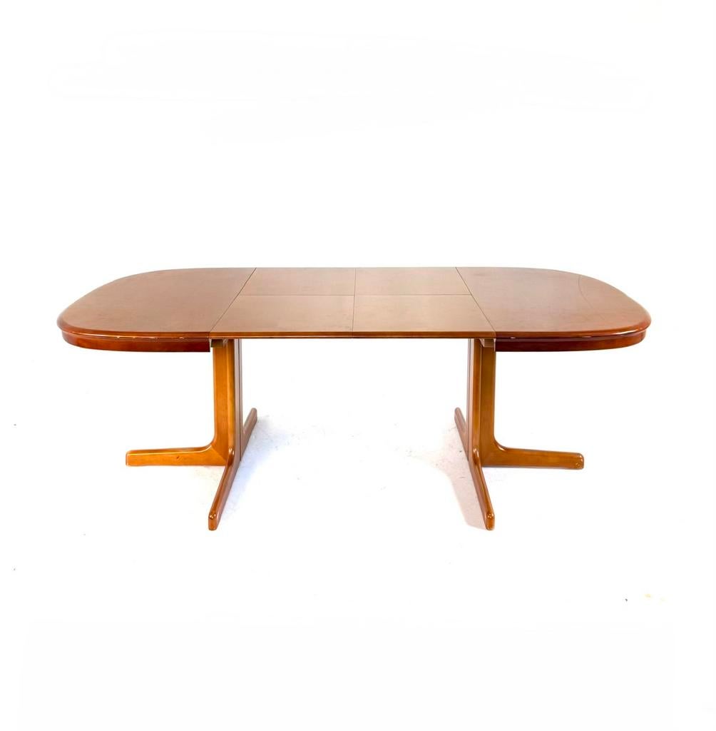 Vintage XL verlengbare eettafel, Lübke ‘60, Overige houtsoorten, 100 tot 150 cm, Vintage retro buisframe design rotan webbing papercord deens