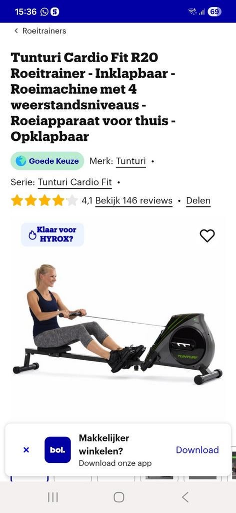 Cardio fit rower r20, Sport en Fitness, Fitnessapparatuur, Ophalen, Zo goed als nieuw