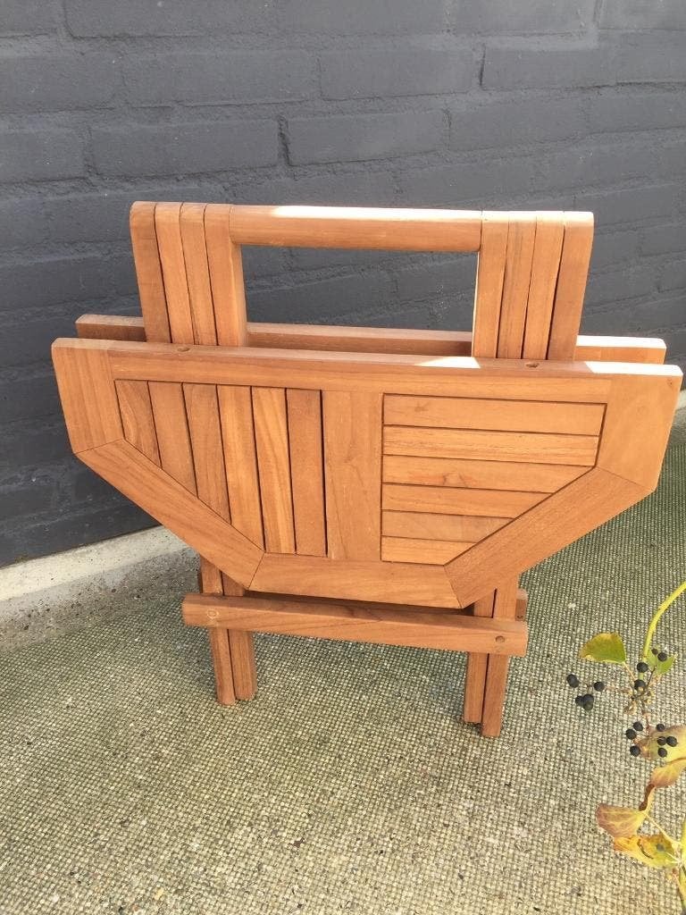 Opklapbaar Salontafeltje TEAK op balkon, camping, boot, tuin, Caravans en Kamperen, Ophalen, Nieuw, Overige